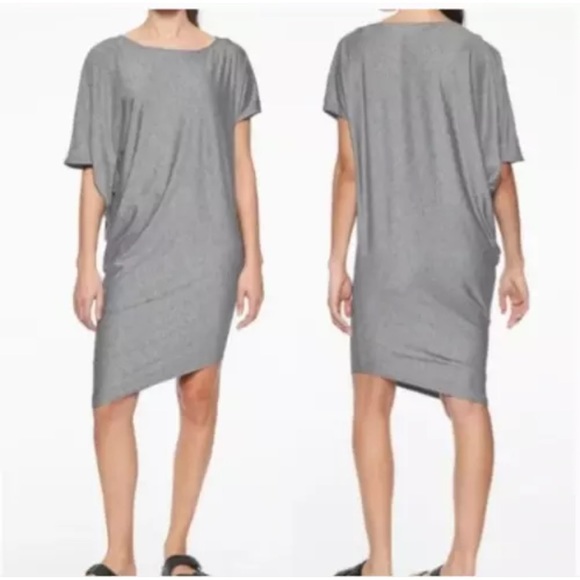 Athleta Gray Jersey Knit Asymmetric Dress 'Sun Lover' - size Small - Picture 2 of 2